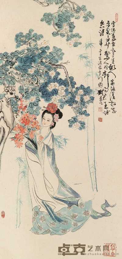 刘旦宅 1992年作 赏花 镜心 101×47.6cm